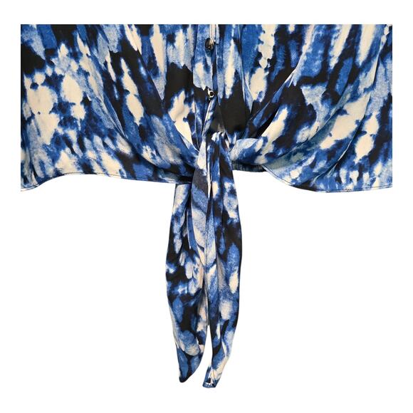 Sami & Jo Plus Size Womens Top 2X Tie Front Balloon Sleeve Artsy Colorful Career - Picture 6 of 11